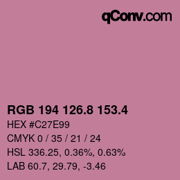 カラーコード: RGB 194 126.8 153.4 | qconv.com