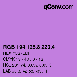 カラーコード: RGB 194 126.8 223.4 | qconv.com
