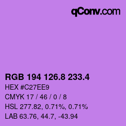 カラーコード: RGB 194 126.8 233.4 | qconv.com