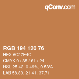 Color code: RGB 194 126 76 | qconv.com