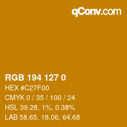 Color code: RGB 194 127 0 | qconv.com