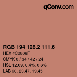 カラーコード: RGB 194 128.2 111.6 | qconv.com