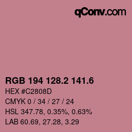 カラーコード: RGB 194 128.2 141.6 | qconv.com