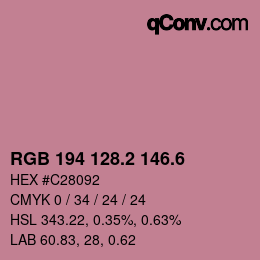 カラーコード: RGB 194 128.2 146.6 | qconv.com