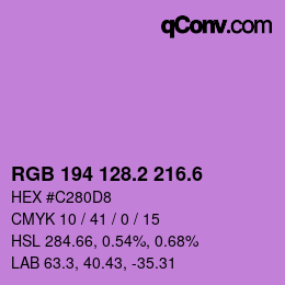 カラーコード: RGB 194 128.2 216.6 | qconv.com