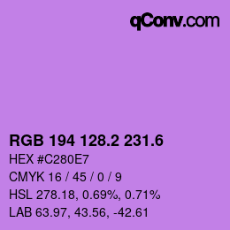 カラーコード: RGB 194 128.2 231.6 | qconv.com