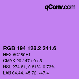 カラーコード: RGB 194 128.2 241.6 | qconv.com