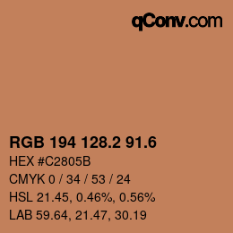 カラーコード: RGB 194 128.2 91.6 | qconv.com