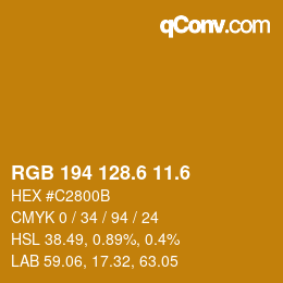 カラーコード: RGB 194 128.6 11.6 | qconv.com
