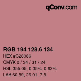 カラーコード: RGB 194 128.6 134 | qconv.com