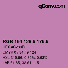 カラーコード: RGB 194 128.6 176.6 | qconv.com