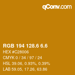 カラーコード: RGB 194 128.6 6.6 | qconv.com