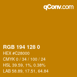 カラーコード: RGB 194 128 0 | qconv.com