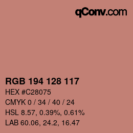 颜色代码: RGB 194 128 117 | qconv.com