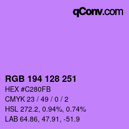 カラーコード: RGB 194 128 251 | qconv.com