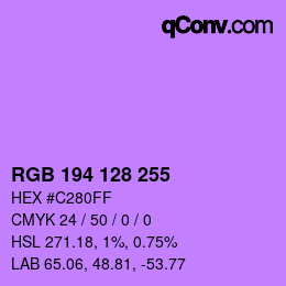 Color code: RGB 194 128 255 | qconv.com