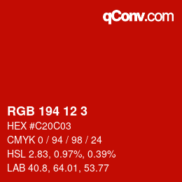 Color code: RGB 194 12 3 | qconv.com