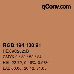 Color code: RGB 194 130 91 | qconv.com