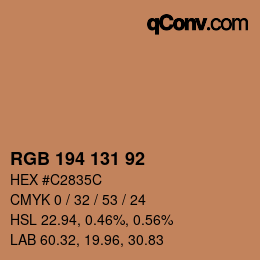 颜色代码: RGB 194 131 92 | qconv.com
