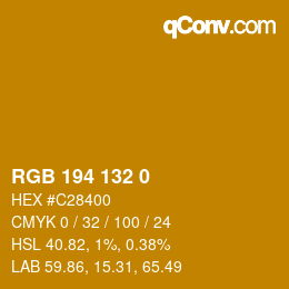 颜色代码: RGB 194 132 0 | qconv.com