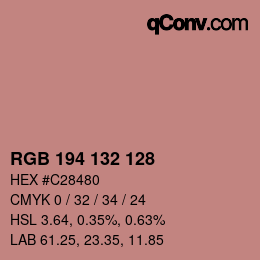 Color code: RGB 194 132 128 | qconv.com