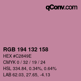 颜色代码: RGB 194 132 158 | qconv.com