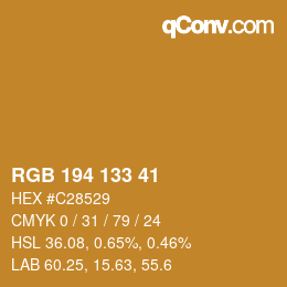颜色代码: RGB 194 133 41 | qconv.com