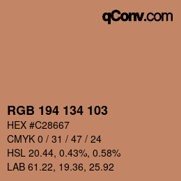 Color code: RGB 194 134 103 | qconv.com