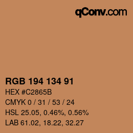 Color code: RGB 194 134 91 | qconv.com