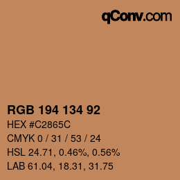 Color code: RGB 194 134 92 | qconv.com