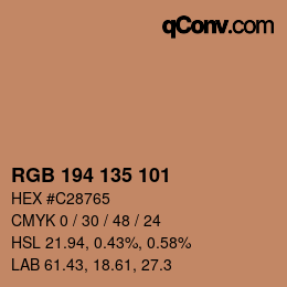 颜色代码: RGB 194 135 101 | qconv.com