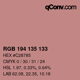 Color code: RGB 194 135 133 | qconv.com