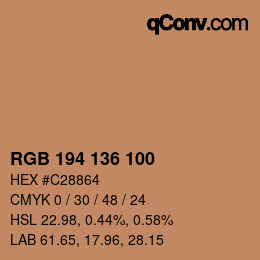 カラーコード: RGB 194 136 100 | qconv.com