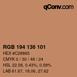 Color code: RGB 194 136 101 | qconv.com