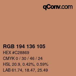 Color code: RGB 194 136 105 | qconv.com