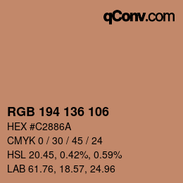 Color code: RGB 194 136 106 | qconv.com