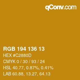 Color code: RGB 194 136 13 | qconv.com
