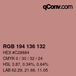 Color code: RGB 194 136 132 | qconv.com