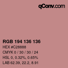 Color code: RGB 194 136 136 | qconv.com