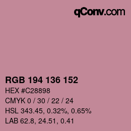 Color code: RGB 194 136 152 | qconv.com