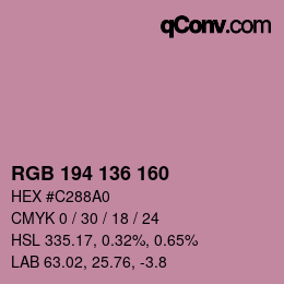 Color code: RGB 194 136 160 | qconv.com