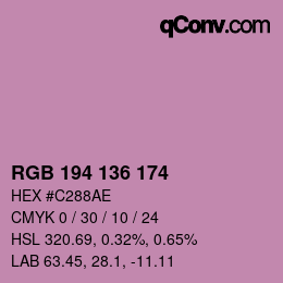 カラーコード: RGB 194 136 174 | qconv.com