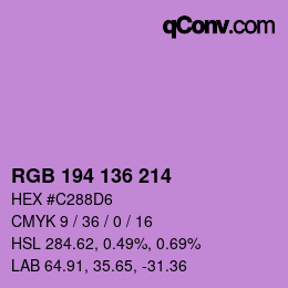 Color code: RGB 194 136 214 | qconv.com