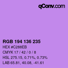 Color code: RGB 194 136 235 | qconv.com