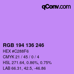 Color code: RGB 194 136 246 | qconv.com