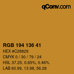 Color code: RGB 194 136 41 | qconv.com