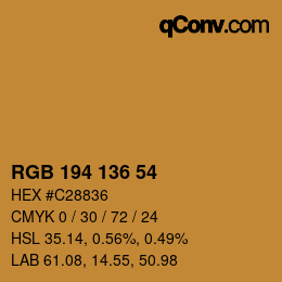 Color code: RGB 194 136 54 | qconv.com