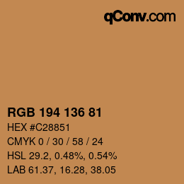 Color code: RGB 194 136 81 | qconv.com
