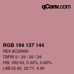Color code: RGB 194 137 144 | qconv.com
