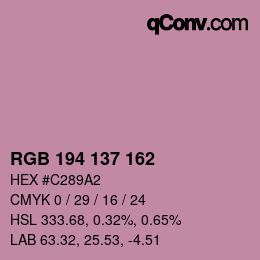 颜色代码: RGB 194 137 162 | qconv.com